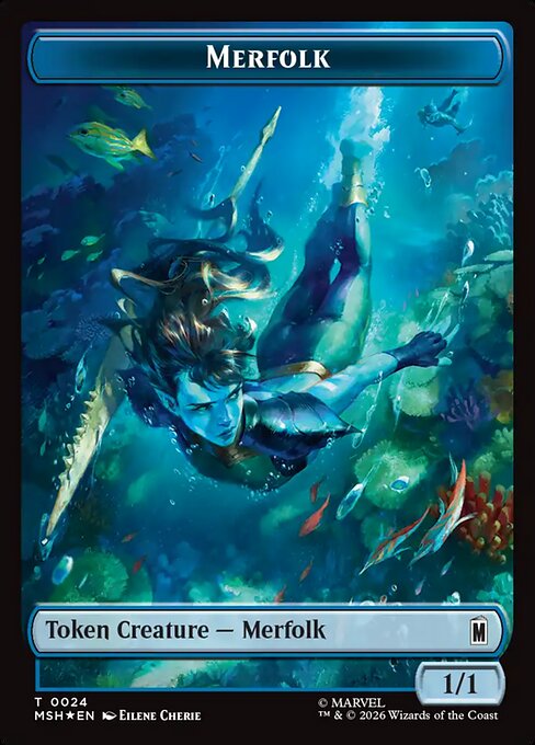 Wall (019) // Merfolk (024) Double-Sided Token (Surge Foil) (MSC-19 // 24)