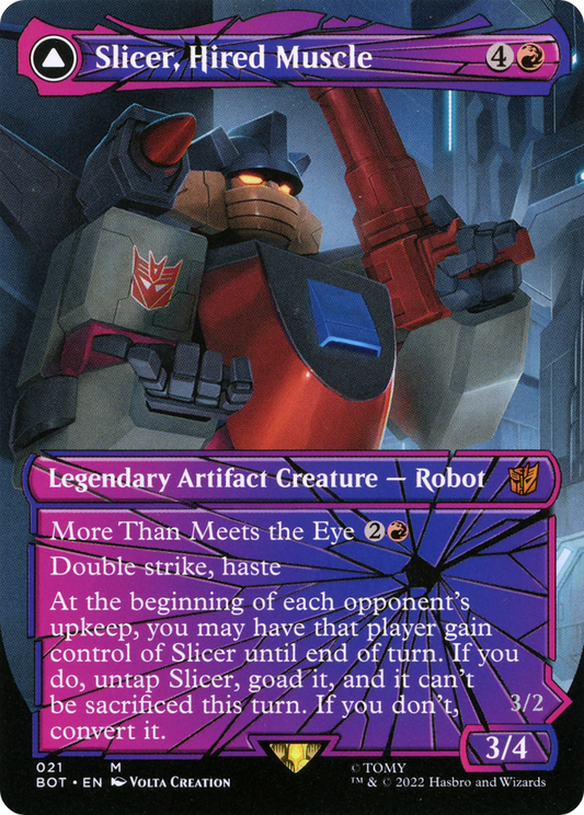 Slicer, Hired Muscle // Slicer, High-Speed Antagonist (BOT-021) (Shattered Glass) (Borderless)