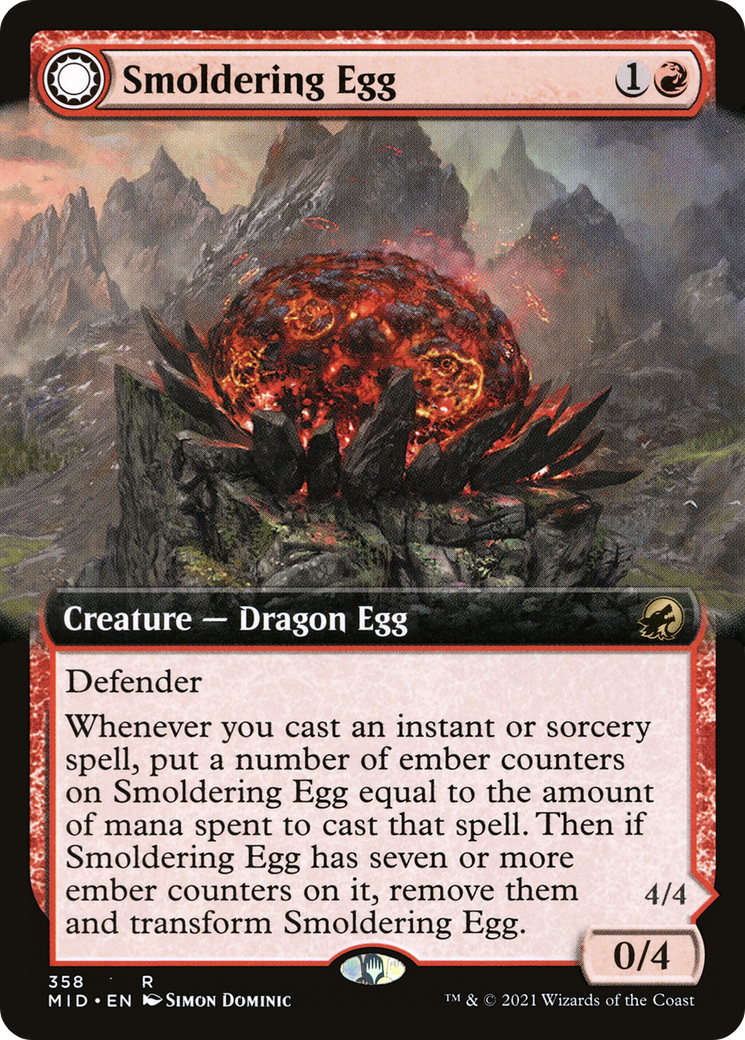 Smoldering Egg // Ashmouth Dragon (MID-358) (Extended Art)