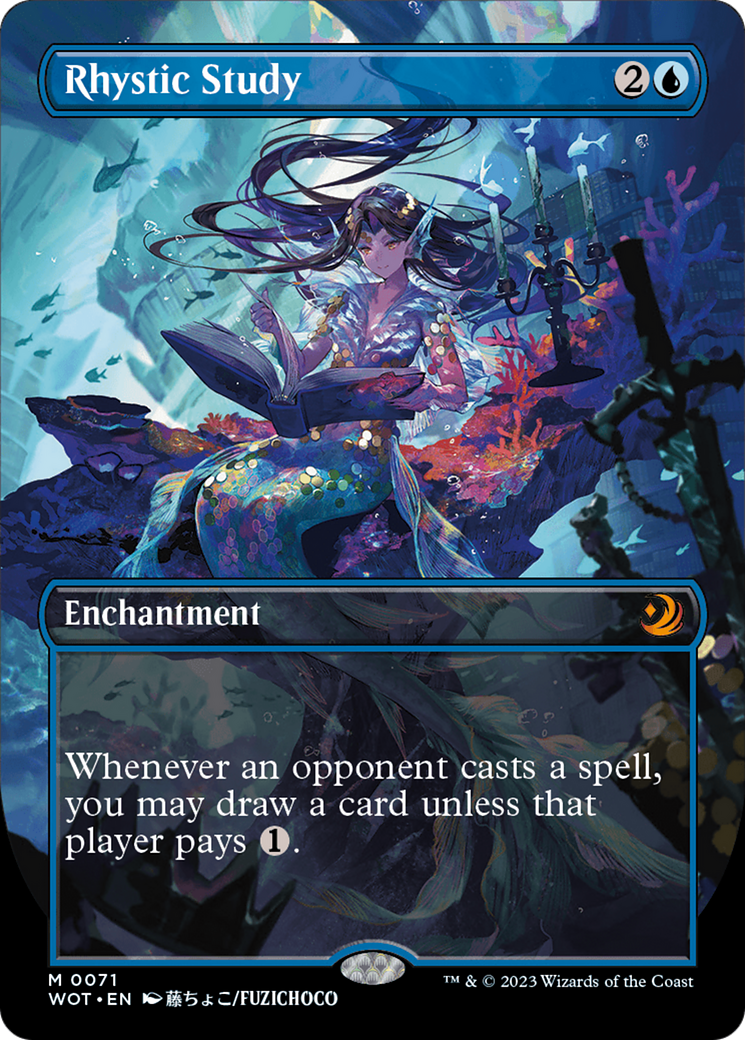 Rhystic Study (WOT-071) (Borderless) (Foil)