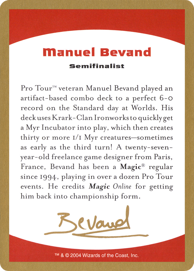 Manuel Bevand Bio Token (WC04-MB0A)