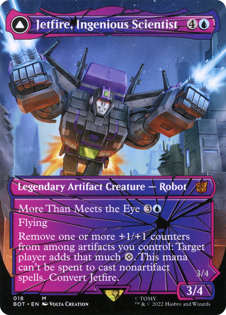 Jetfire, Ingenious Scientist // Jetfire, Air Guardian (BOT-018) (Shattered Glass) (Borderless) (Foil)